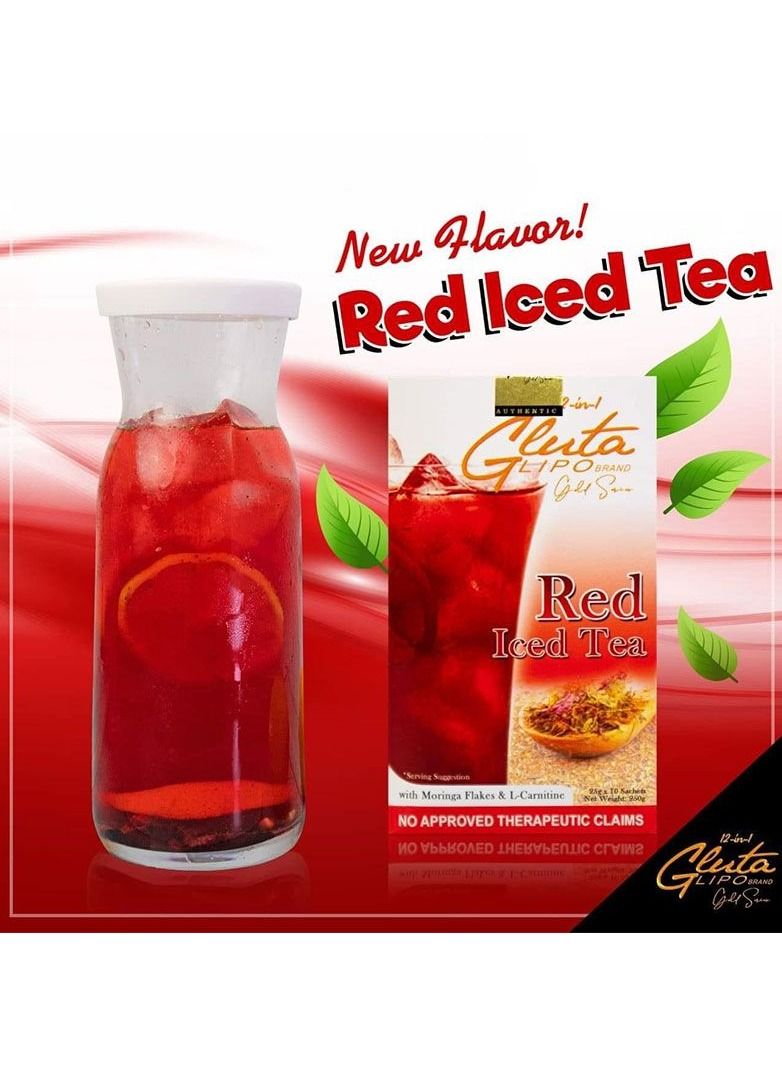جلوتا 12 في 1 ليبو جولد سيريز شاي أحمر مثلج 10 أكياس - Image 2