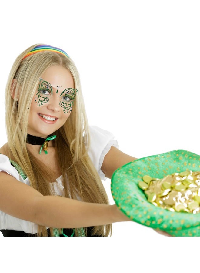 Saint Patricks Day Sets Face Jewels Face Gems Stick On Glitter Face Rhinestones for Makeup with over 130 Face Stickers Jewels Temporary Tattoos Kit for Rave Party Henna Green - Image 3
