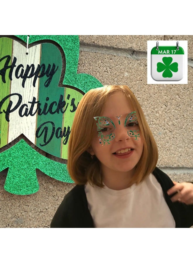 Saint Patricks Day Sets Face Jewels Face Gems Stick On Glitter Face Rhinestones for Makeup with over 130 Face Stickers Jewels Temporary Tattoos Kit for Rave Party Henna Green - Image 2
