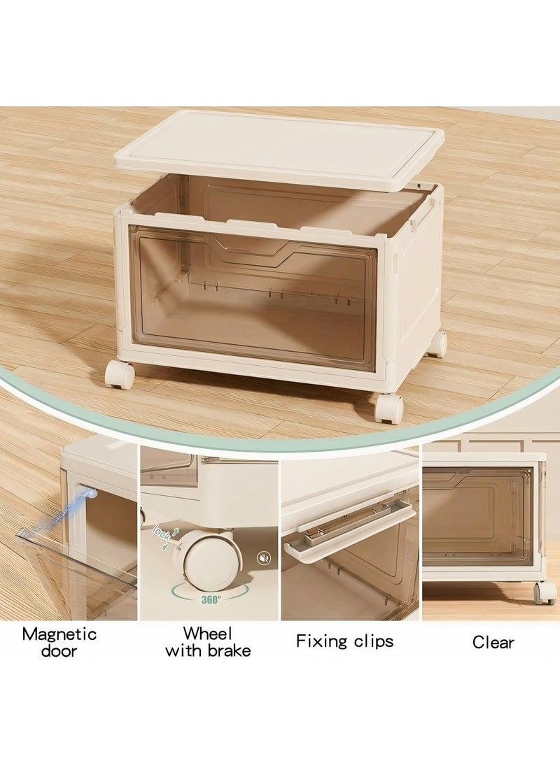 ZIMNEST Stackable Plastic Storage Bins with Lids & Wheels – Collapsible/Folding Multi-Purpose Containers for Home & Office - Image 4