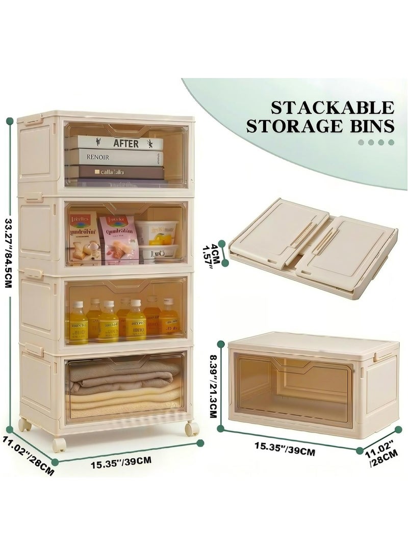 ZIMNEST Stackable Plastic Storage Bins with Lids & Wheels – Collapsible/Folding Multi-Purpose Containers for Home & Office - Image 3