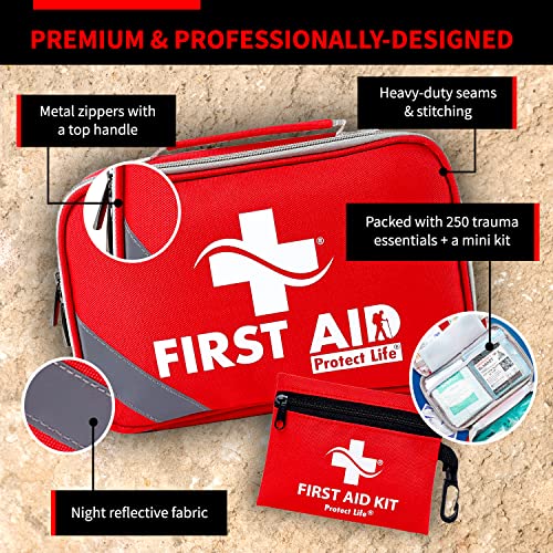 Protect Life Survival First Aid Kit for Home/Business, Camping Survival Kits | Mini Travel First Aid Kit | Camping Equipment | Small Kits for Car | Outdoor Emergency Survivals Pack - 250pcs - Image 4