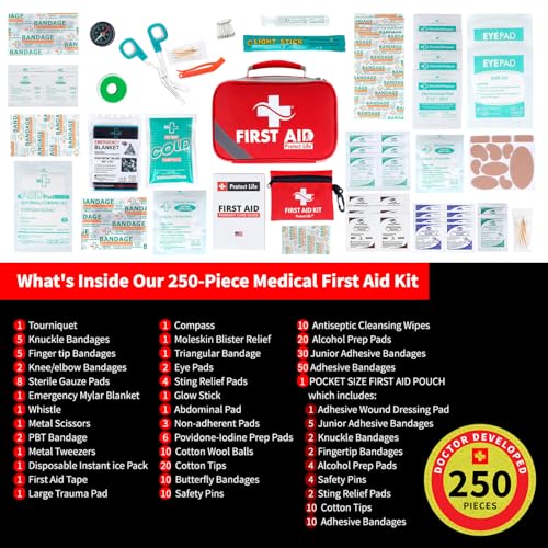 Protect Life Survival First Aid Kit for Home/Business, Camping Survival Kits | Mini Travel First Aid Kit | Camping Equipment | Small Kits for Car | Outdoor Emergency Survivals Pack - 250pcs - Image 5