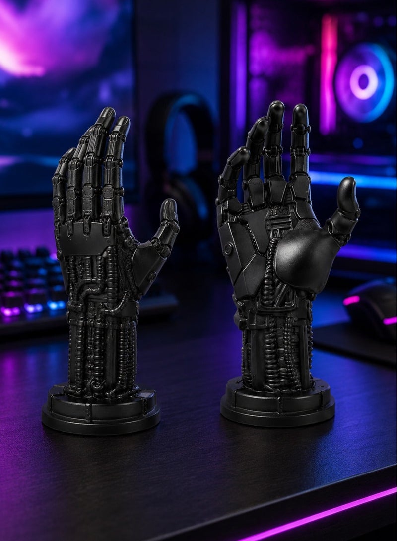 1 Piece Cyberpunk Robotic Hand Gaming Controller And Headphone Stand Black Gamer Desk Decoration 24 × 9 cm - Image 3