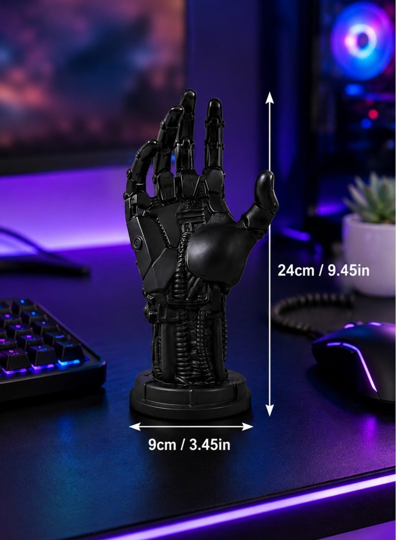 1 Piece Cyberpunk Robotic Hand Gaming Controller And Headphone Stand Black Gamer Desk Decoration 24 × 9 cm - Image 2