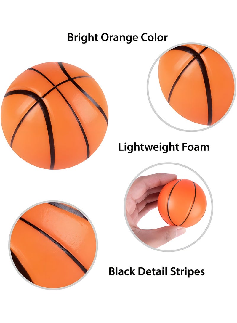 MAGIC VAULT كرات رياضية صغيرة من الرغوة، عبوة من 12 كرة للأطفال والكبار، كرة بيسبول صغيرة، كرة قدم، كرة سلة، كرة ضغط، لعبة كبيرة، كرات تزيين الحفلات، كرات صغيرة من الرغوة للاسترخاء (كرة السلة) - Image 2