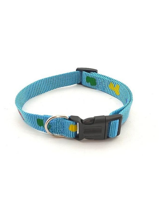 طوق ومقود من النايلون مطبوع عليه كلب مقاس 15 مم مع مشبك سريع الفك ومجموعة طوق قابلة للتنفس مثالية لجميع سلالات الكلاب والكلاب والجراء (أزرق سماوي) - Image 2