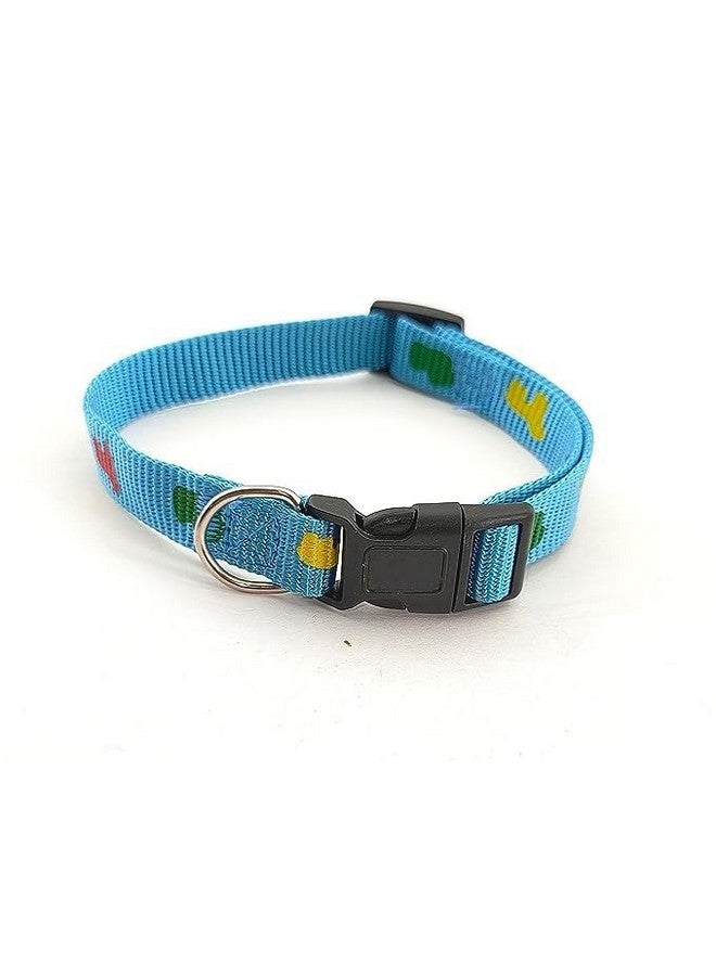 طوق ومقود من النايلون مطبوع عليه كلب مقاس 15 مم مع مشبك سريع الفك ومجموعة طوق قابلة للتنفس مثالية لجميع سلالات الكلاب والكلاب والجراء (أزرق سماوي) - Image 4