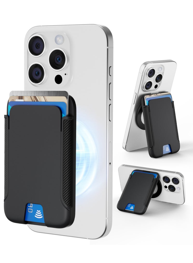 عام محفظة ماج سيف مع حامل قابل للتعديل لسلسلة آيفون 17/16/15/14/13/12، محفظة هاتف مغناطيسية، حاملة لـ 3 بطاقات. - Image 1