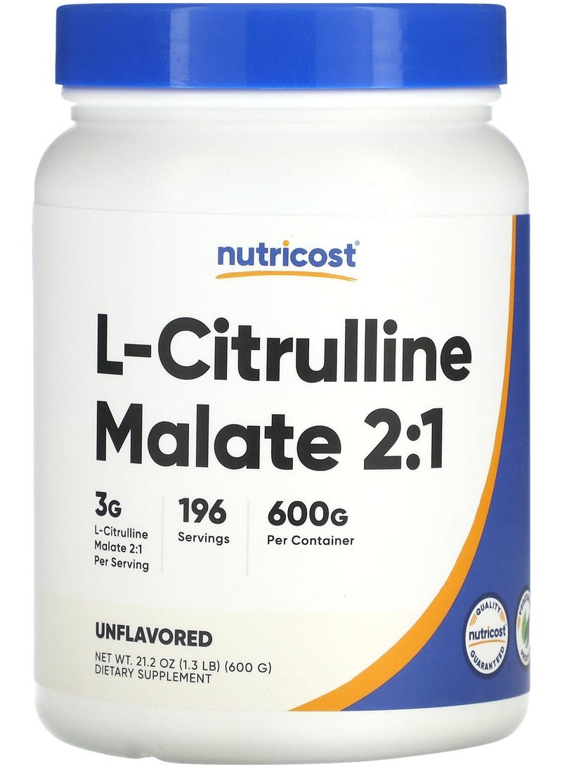 L-Citrulline Malate 2:1, Unflavored, 21.2 oz (600 g)