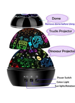 MINGKIDS Night Light For Kids,2 In 1 Rotating Projector Lamp With Dino&Vehicles Theme,Baby Night Light Ceiling Projector For Bedroom Kids Room Decor  - Image 5