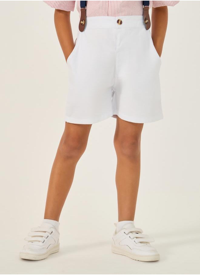 Styli Collared Shirt with Bow, Shorts and Suspender  - Image 3