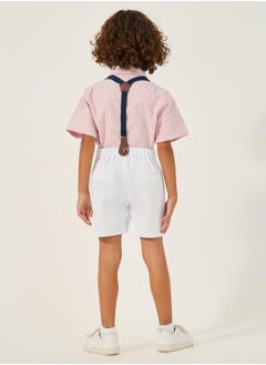 Styli Collared Shirt with Bow, Shorts and Suspender  - Image 5