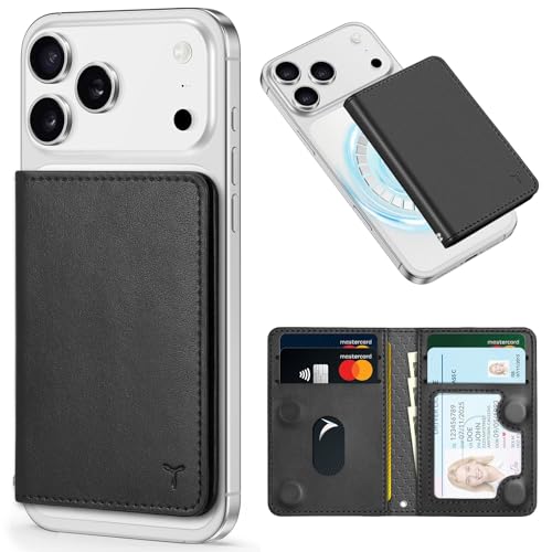 TUCCH for Magsafe Wallet with 6 Card Holders, RFID Blocking [Clear ID Window] PU Leather Men Women Folio Magnetic Phone Wallet for iPhone 17/16/15/14/13/12/Plus/Air/Pro/Pro Max Series, Black - Image 1