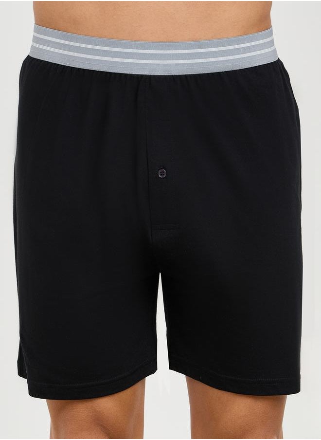 Styli Pack of 2 - Striped Elasticated Waistband Knitted Boxer  - Image 3
