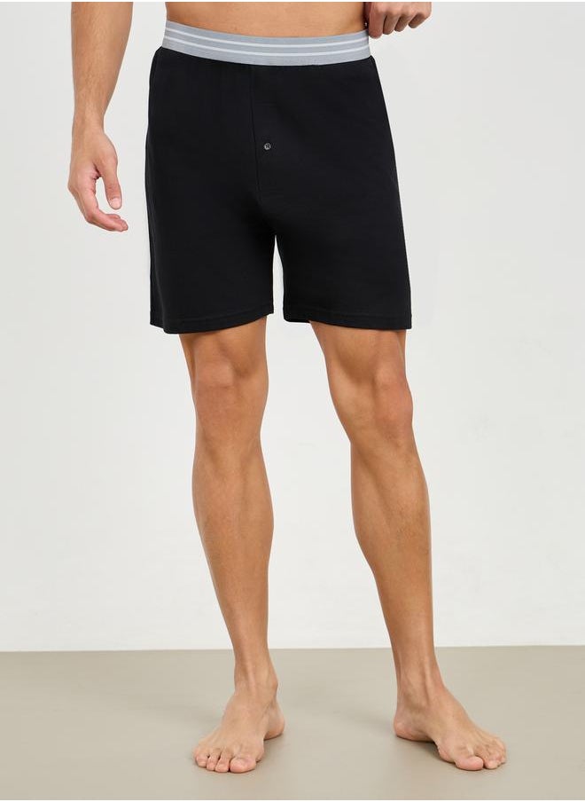 Styli Pack of 2 - Striped Elasticated Waistband Knitted Boxer  - Image 2