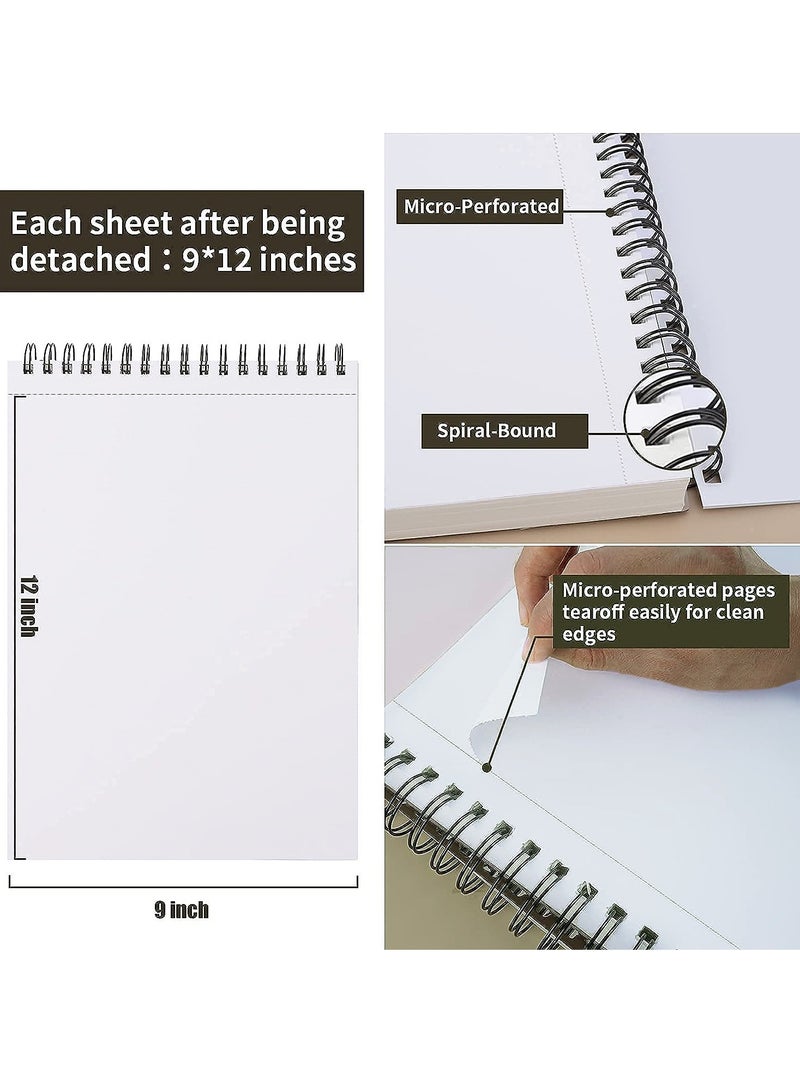 غايو دفتر رسم فني، 100 ورقة، حلزوني، دفتر تلوين للرسم بالأكريليك والألوان المائية، مقاس 9×12 بوصة - Image 2