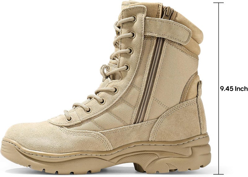 NORTIV 8 Men's Military Tactical Work Boots with Side Zipper - Sand - Image 4