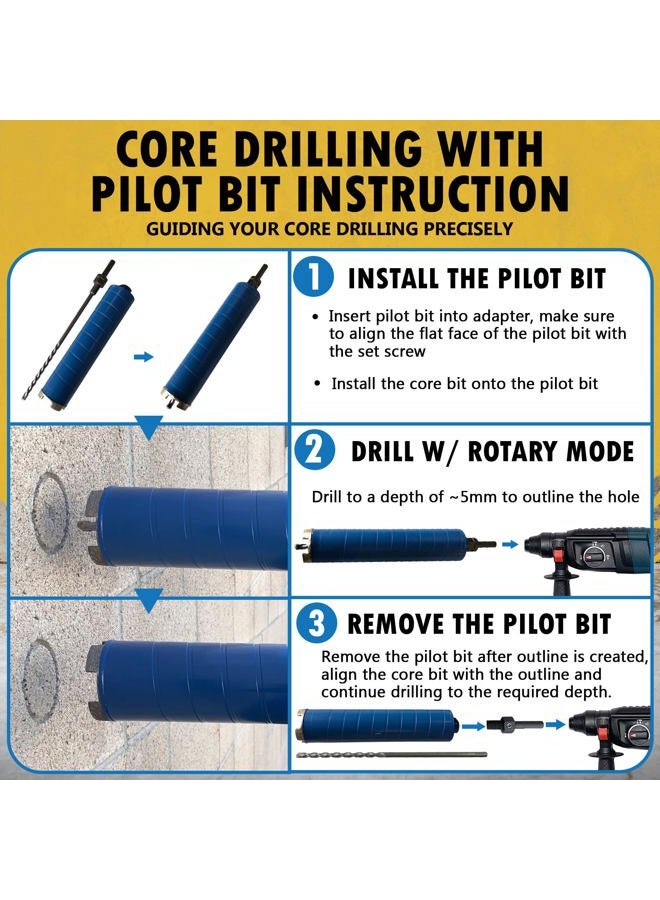 EDiamondTools Dry Core Bit for Brick and Concrete Block with Pilot Bit - 4" Diameter - 1/2" Shank Arbor - #30/40 Diamond - Image 4