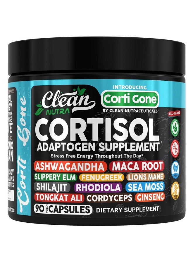 Clean Nutraceuticals مكملات كورتيسون للنساء | جذور الماكا أشواغاندا مدبر خفض الكورتيزول + زلق البلوط الحلبة ليوغو شيلجيت روديولا طحالب البحر تونكات علي كورديسيبس الجينسنغ جذر الشمندر - Image 1