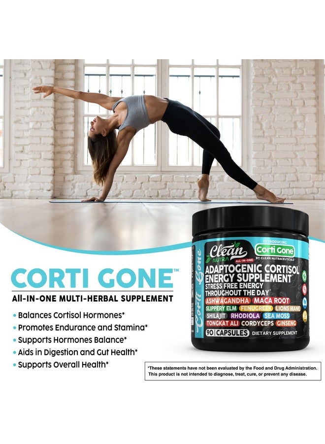 Clean Nutraceuticals مكملات كورتيسون للنساء | جذور الماكا أشواغاندا مدبر خفض الكورتيزول + زلق البلوط الحلبة ليوغو شيلجيت روديولا طحالب البحر تونكات علي كورديسيبس الجينسنغ جذر الشمندر - Image 4