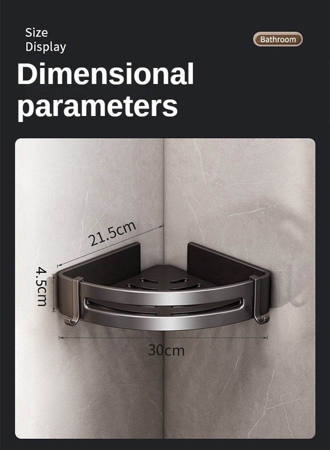 2 Pcs Bathroom Stainless Steel Corner Racks  Triangular Aluminum Alloy With 4 Movable Hook Racks  Kitchen Storage Racks (Black)