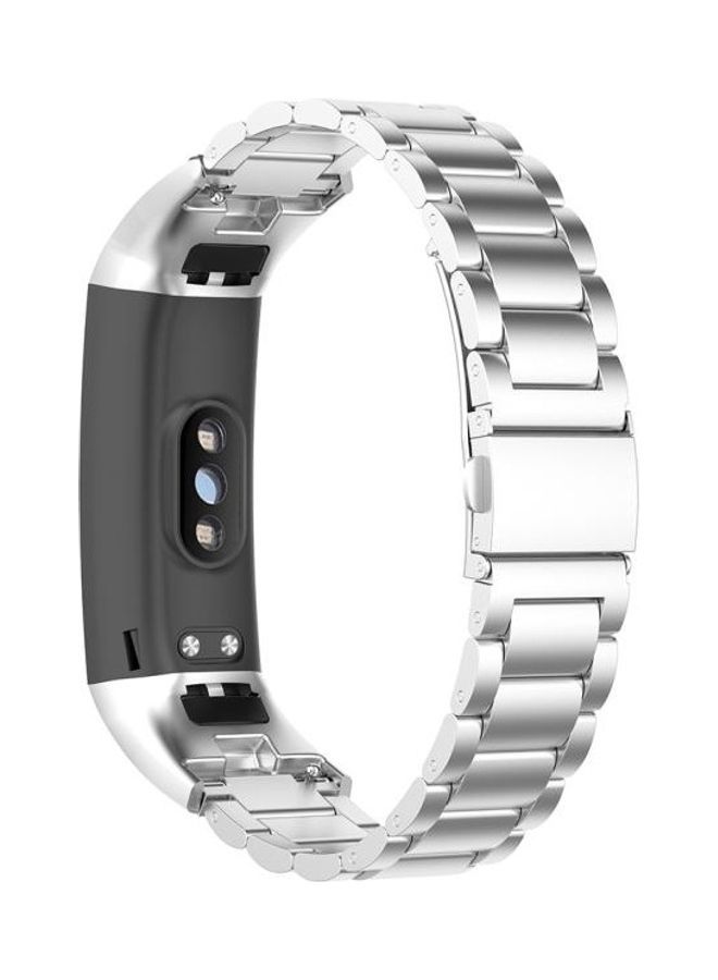 NIBEMINENT Three Beads Steel Wrist Strap Watchband For Huawei Honor Band 4 (CRS-B19)/Honor 5 (CRS-B19S) Silver - Image 2