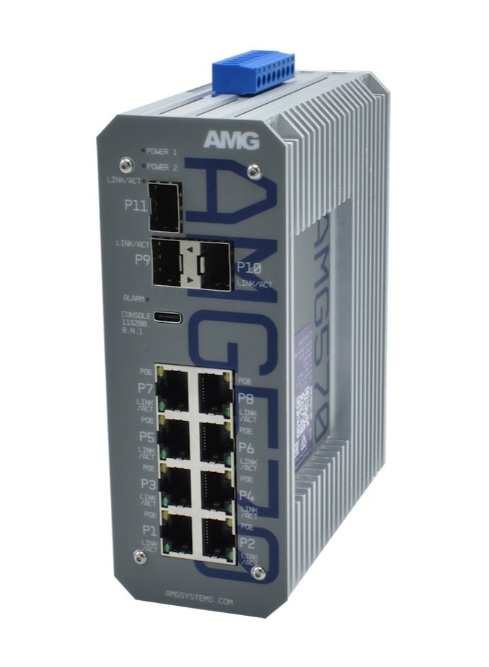 اي ام جي Industrial 11 Port Managed Switch, 8 x 10/100/1000Base-T(x) RJ45 Ports, 3 x 100/1000/2.5G Base-FX SFP Ports