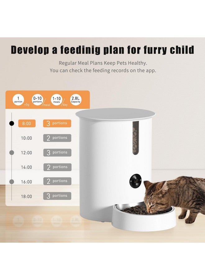 lychee Lychee Automatic Cat Feeder with Camera, 5G WiFi Pet Feeder, 1080P HD Video with Night Vision,2-Way Audio Smart App Control, 2.8L Dry Food Dispenser for Cats and Samll Dog  - Image 5