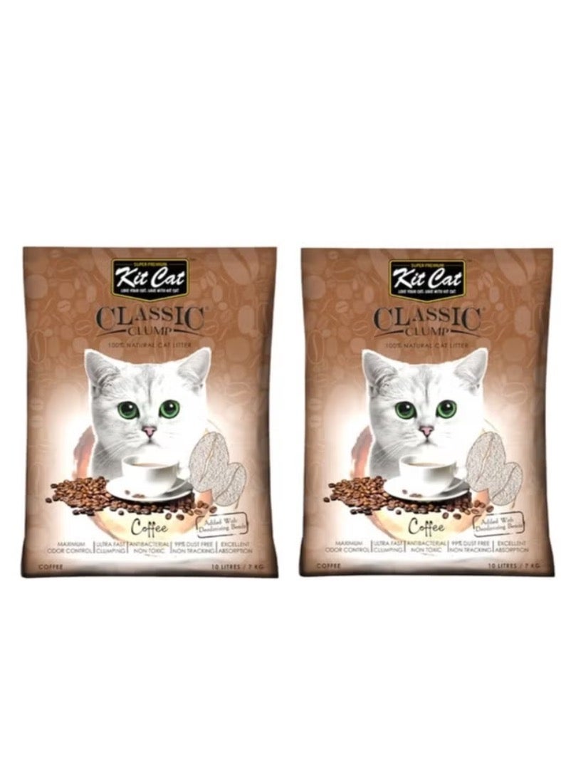 Kit Cat Sand Classic for Cats with Coffee Scent 10L 2 Pieces