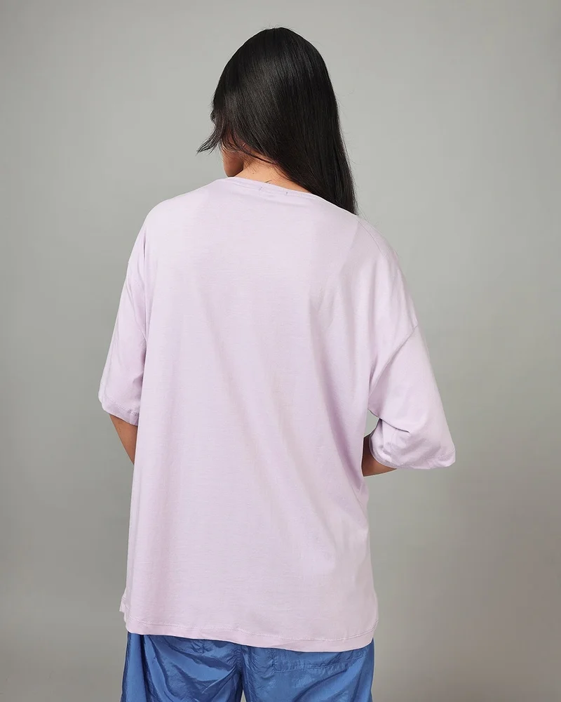 bewakoof  Women's Purple Music Is My Escape Graphic Printed Oversized T-shirt for Women | Best Price UAE