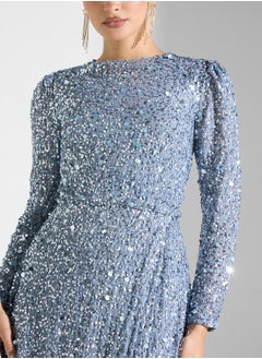 Long Sleeve All Over Sequin Split Maxi Dress - pzsku/ZA2A1E2C3201E6A8056A5Z/45/_/1741239944/6c7fd47e-1433-448d-bd01-b83be55a0661