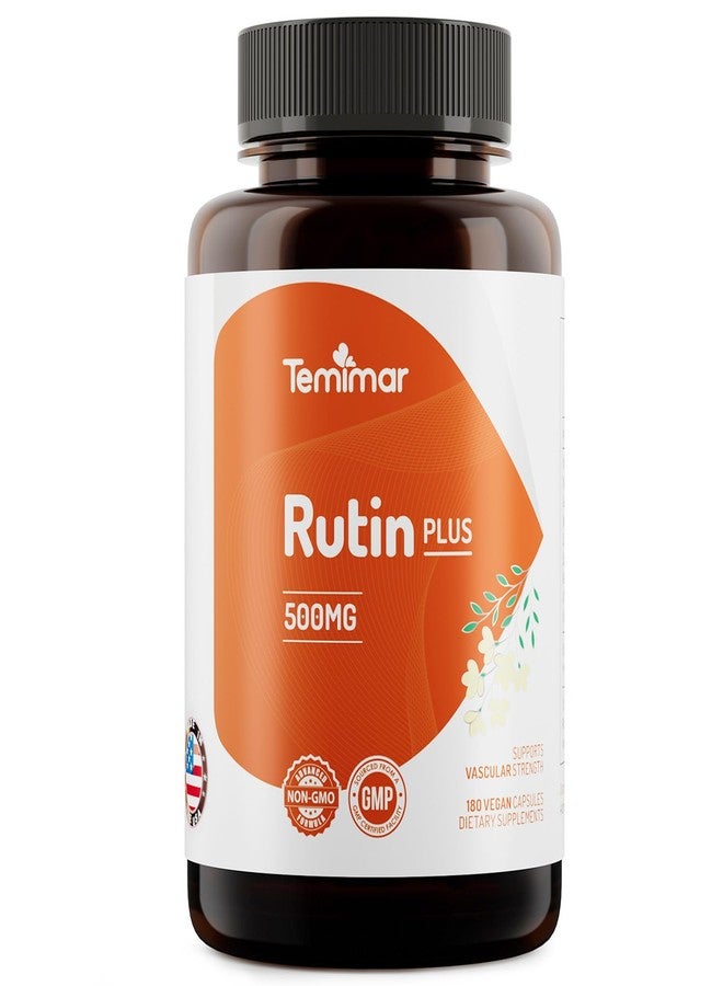 Temimar Rutin 500mg Supplement, Flavonoids Supplements from Sophora Japonica, Supports Vascular Health & Antioxidents, Non-GMO, Gluten-Free, Made in USA, 180 Vegan Capsules - Image 1