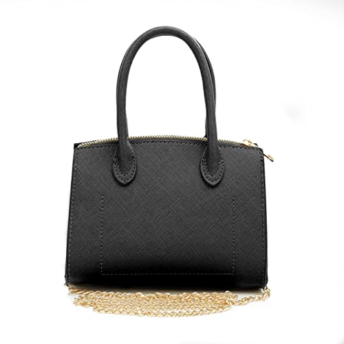 EVVE Women's Evening Bag Party Clutches Mini Satchel Purses Cocktail Prom Handbags with Chain and Lock | BLACK - Image 3