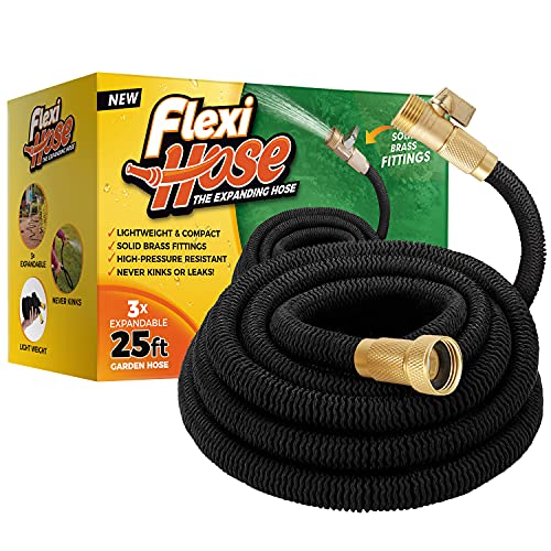 Flexi Hose Lightweight Expandable Garden Hose, 100FT -Retractable Garden Hose, Water Hose - No-Kink Flexibility, 3/4 Inch Solid Brass Fittings and Double Latex Core - Image 1