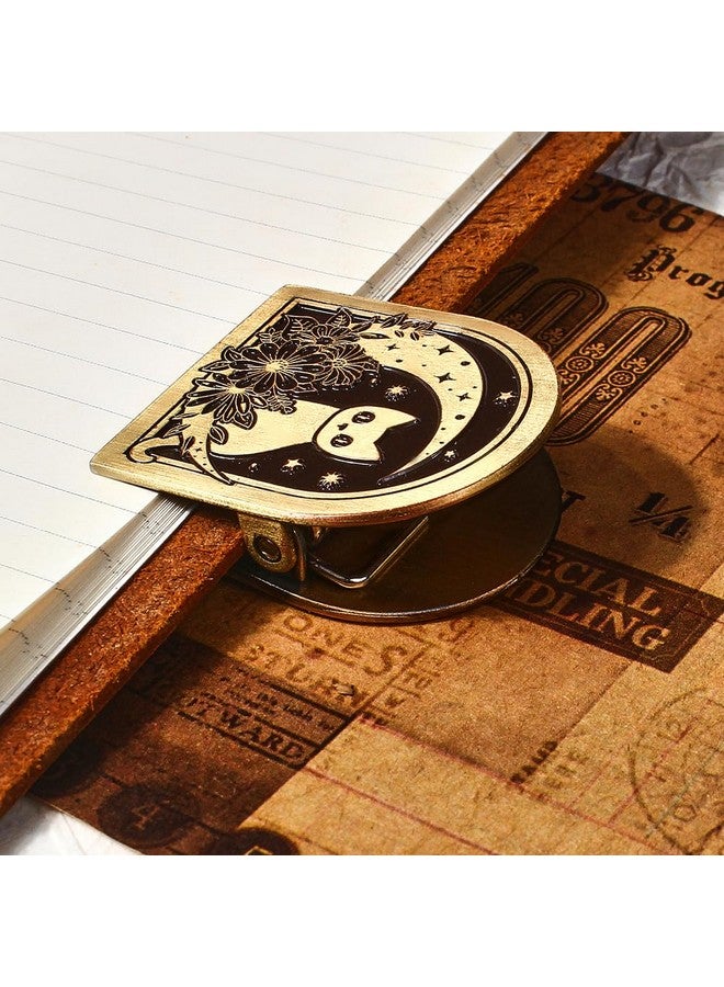 Dwpetzo Vintage Moon Cat Themed Metal Book Clip For Tn Travelers Moterm Midori Notebook Accessories, Decorative Binder Clip For Bullet Journal Junk Journal Collage Page Holder Art Journaling - Image 3