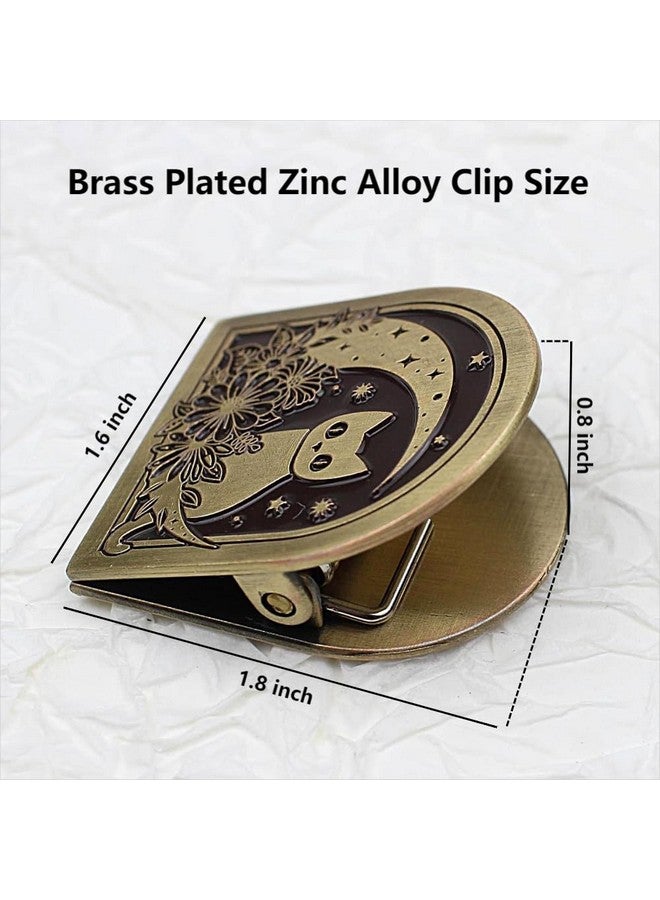 Dwpetzo Vintage Moon Cat Themed Metal Book Clip For Tn Travelers Moterm Midori Notebook Accessories, Decorative Binder Clip For Bullet Journal Junk Journal Collage Page Holder Art Journaling - Image 2