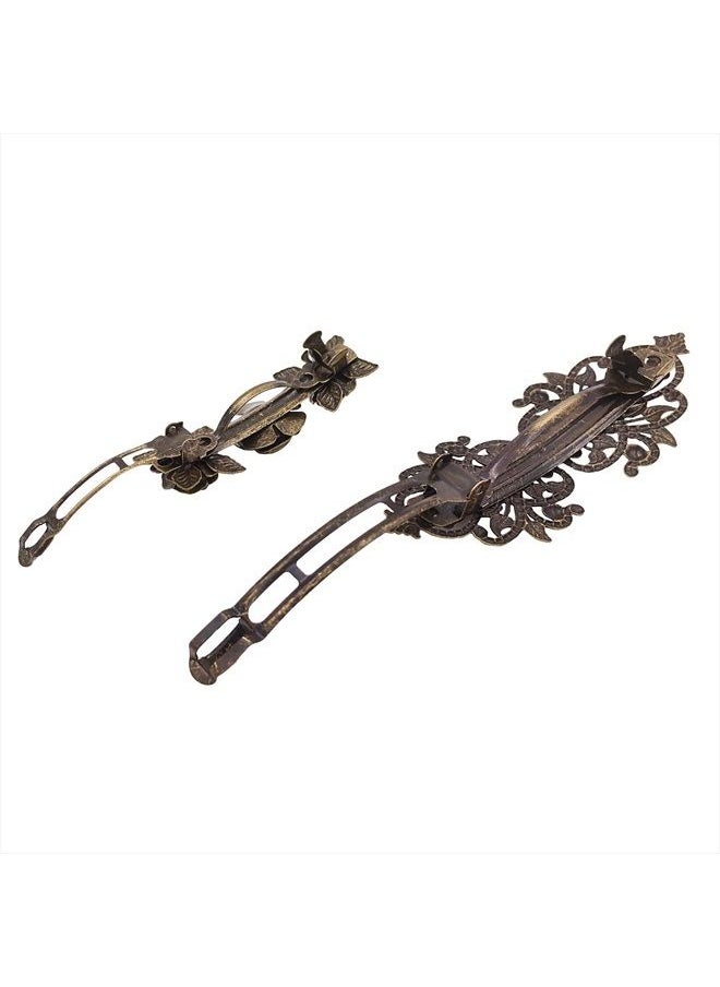 Lizzie Kay - 2PCS Retro Vintage Metal French Barrette Clip Hair Clasp Roses Bronze Accessories - Image 1