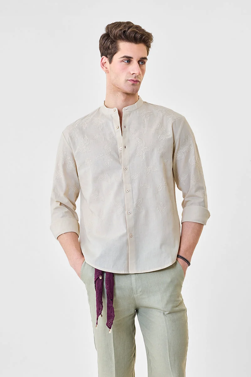 SNITCH Embroidered Luxe Sheer Shirt