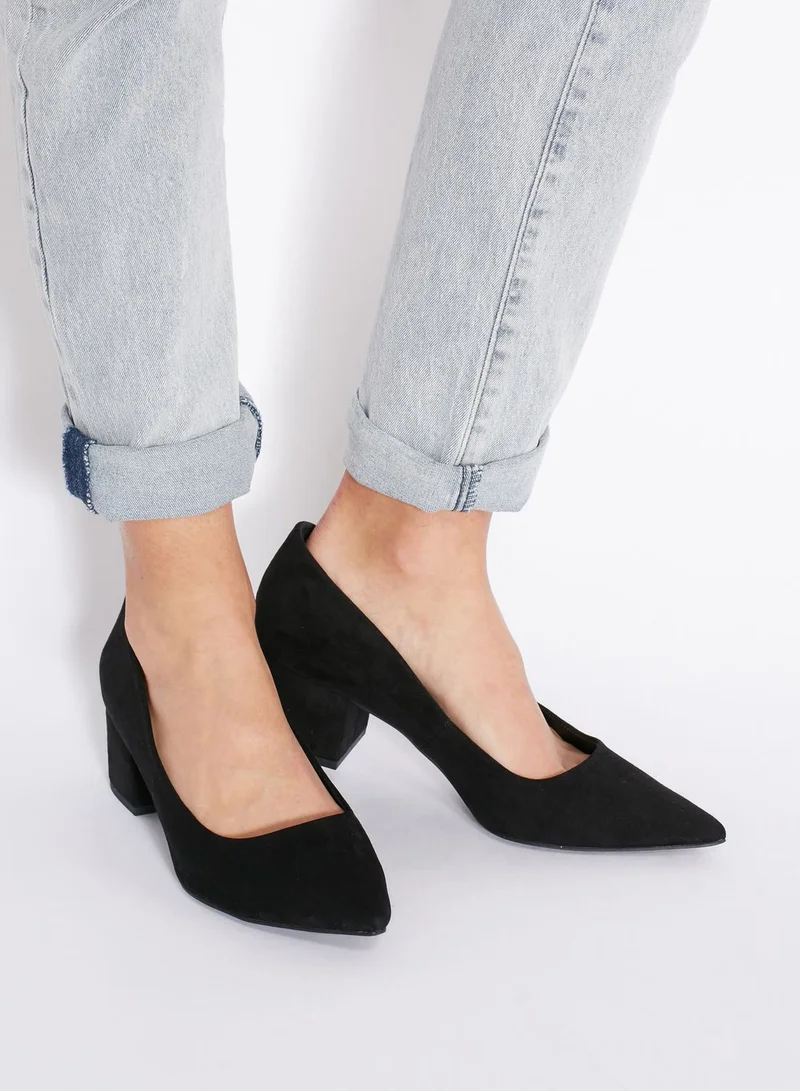 NEW LOOK Tracker Block Heel Pointed Toe Pumps