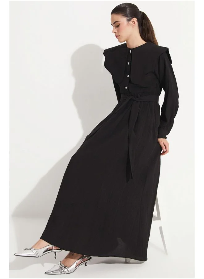JUNE June Baby Neck Waist Tie Dress Black
