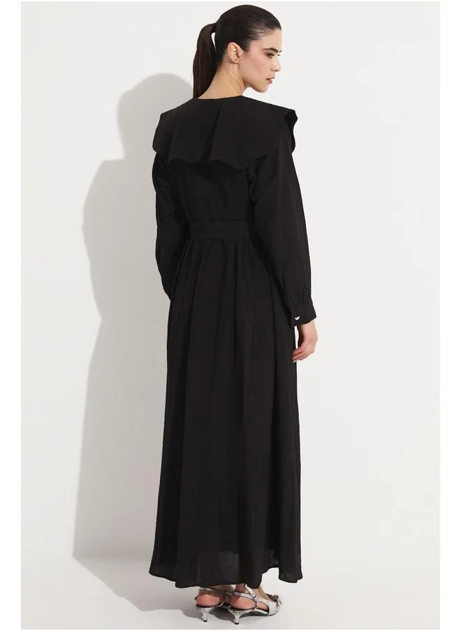 JUNE June Baby Neck Waist Tie Dress Black
