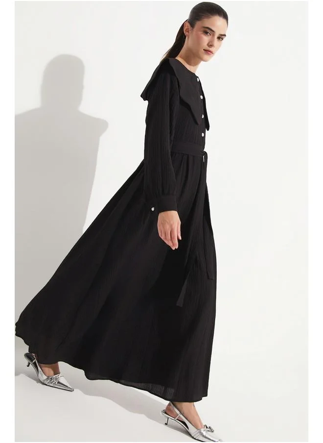 JUNE June Baby Neck Waist Tie Dress Black