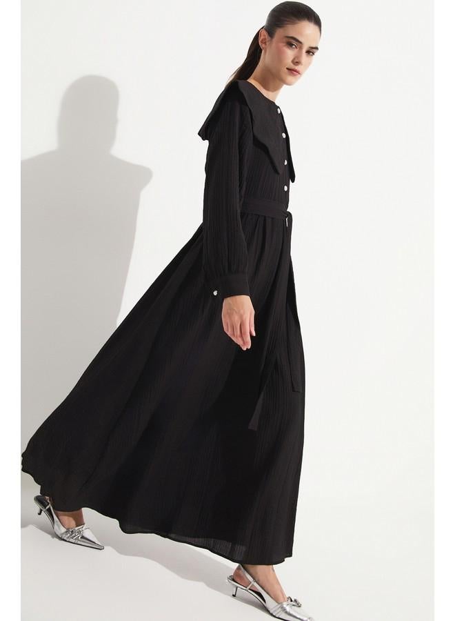 جون فستان ماكسي بتفاصيل ياقة - Image 3