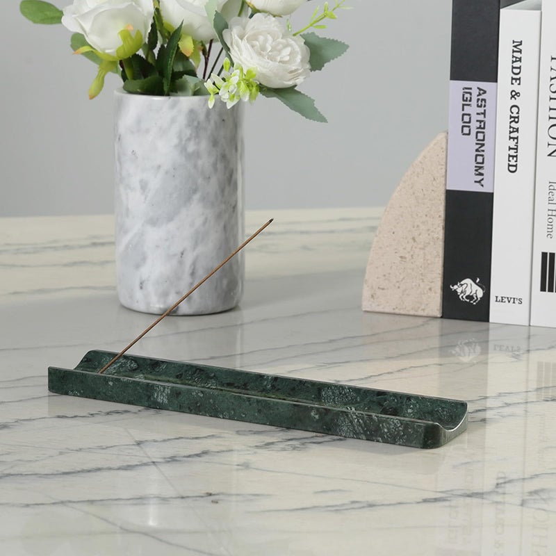 Koville Marble Incense Holder, Incense Holder for Sticks, Incense Sticks Holder Ash Catcher for Meditation Yoga SPA, Natural Stone Incense Burner, Home Table Decor (Green) - Image 5
