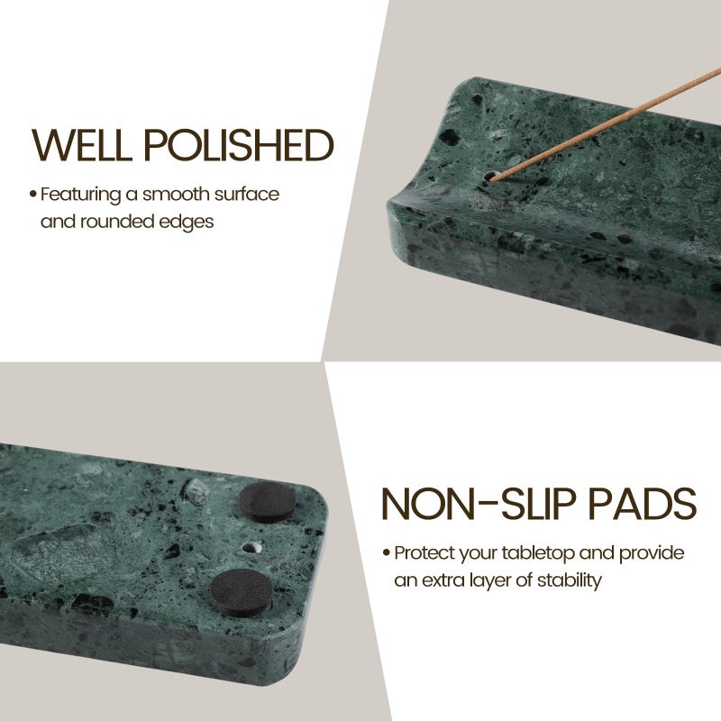 Koville Marble Incense Holder, Incense Holder for Sticks, Incense Sticks Holder Ash Catcher for Meditation Yoga SPA, Natural Stone Incense Burner, Home Table Decor (Green) - Image 3
