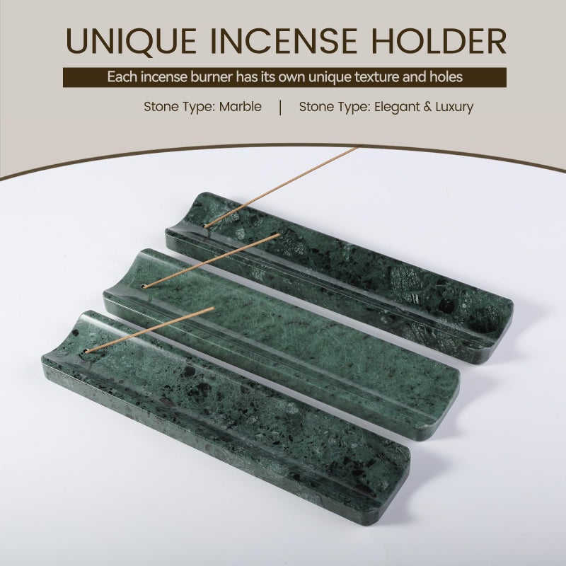 Koville Marble Incense Holder, Incense Holder for Sticks, Incense Sticks Holder Ash Catcher for Meditation Yoga SPA, Natural Stone Incense Burner, Home Table Decor (Green) - Image 2