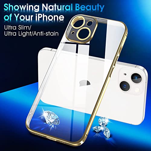 VONZEE Thermoplastic Polyurethane Transparent Case Compatible with iPhone 13 (6.1 Inch), Luxury Electroplated Soft Edge Bumper Case, Full Camera Protection & Shockproof Case Cover (Gold) - Image 3