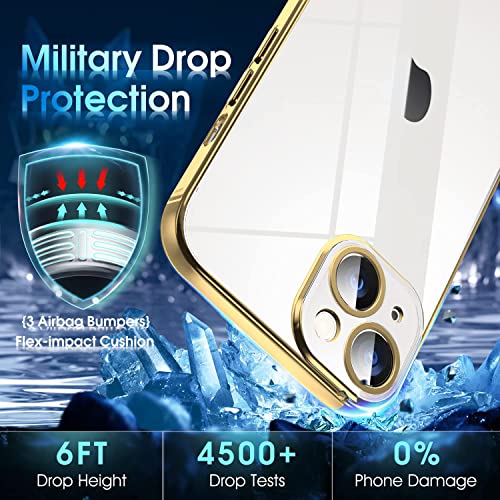 VONZEE Thermoplastic Polyurethane Transparent Case Compatible with iPhone 13 (6.1 Inch), Luxury Electroplated Soft Edge Bumper Case, Full Camera Protection & Shockproof Case Cover (Gold) - Image 5