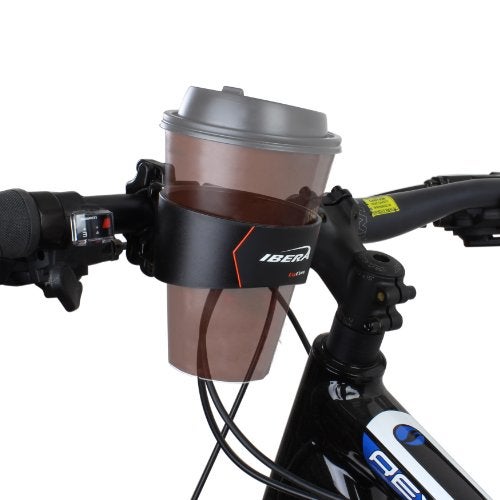 Ibera Bike Handlebar Cup Holder, Black with Multi-Way Mount for Commuters and Road bike - Image 1